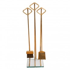 Set of brass fire tools by Fontana Arte